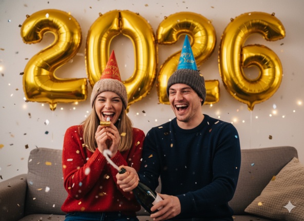 New Year champagne celebration