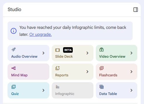 notebooklm infographic daily limit