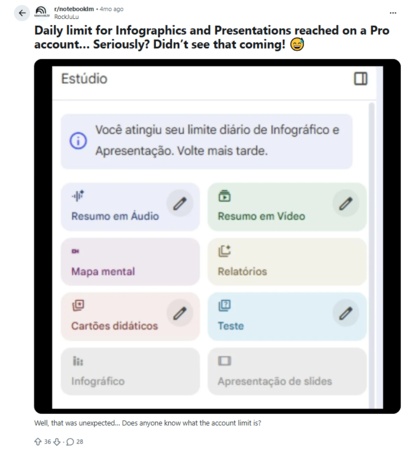 notebooklm infographic limit reddit