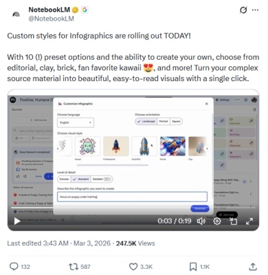 notebooklm infographic update visual style