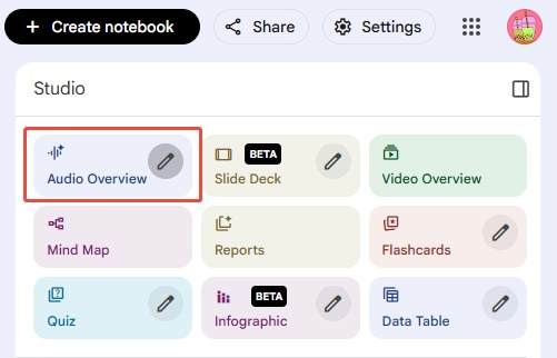 notebooklm pocast interface