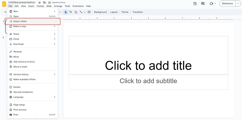open googles slides