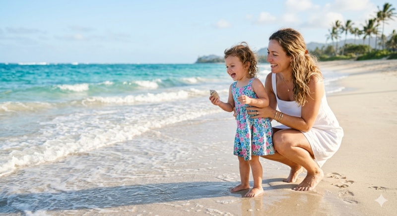 Parent and Child Beach Moment
