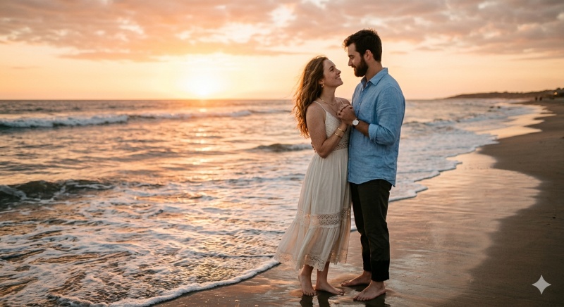 Proposal-Style Beach Photo for Couples