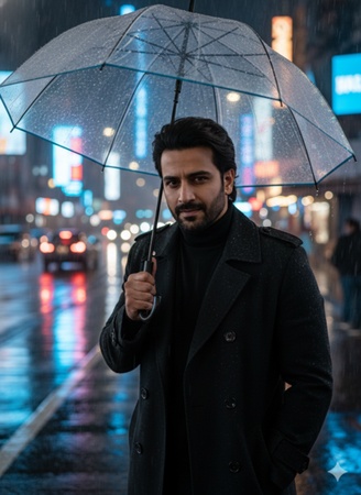 rainy neon portrait using dhurandhar prompt energy