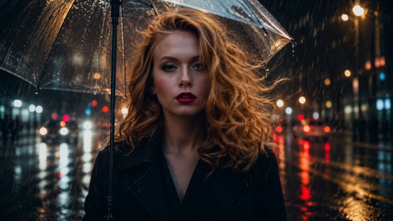 Rainy Street Cinematic Pose Prompt