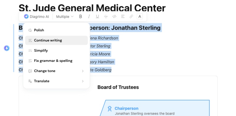 refine with the ai writing assistant