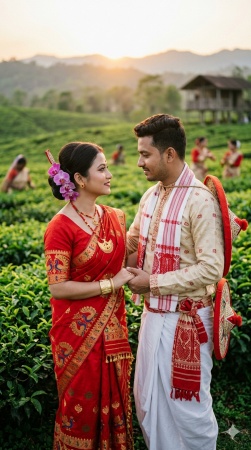 romantic bohag bihu tea garden couple