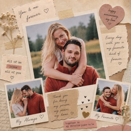 Romantic Couple Scrapbook Collage Prompt