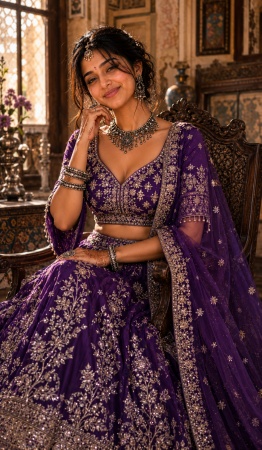 Royal Purple Lehenga Look Prompt