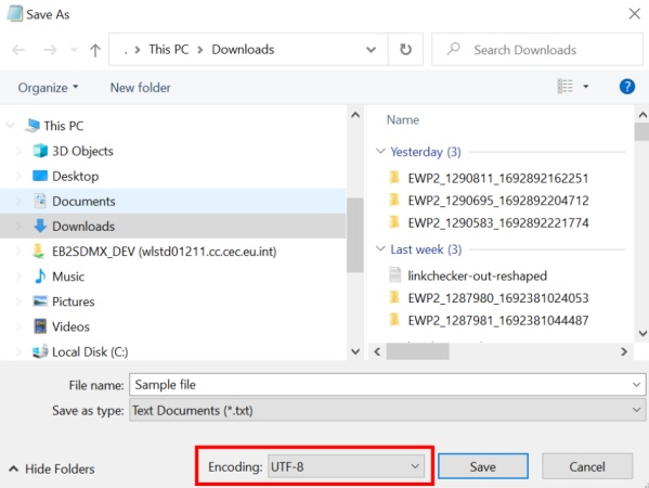 save txt file with utf-8 encoding