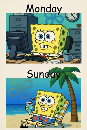 SpongeBob weekend vs Monday