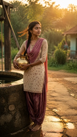 Sunrise Water Pot Scene