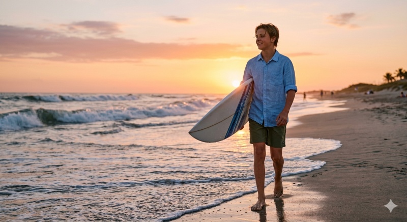 Surfboard Beach Photo for Boys