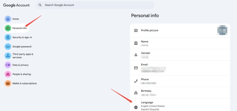 switch interface language step1