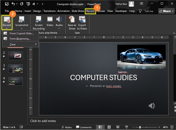 turn a PowerPoint into a video using recording