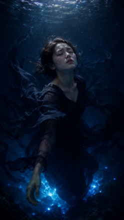 underwater photo prompt girl dark ocean mood wallpaper