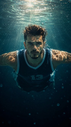 underwater wallpaper prompt boy athlete portrait 1