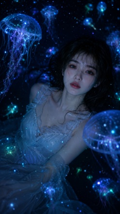 underwater wallpaper prompt chatgpt girl bioluminescent night