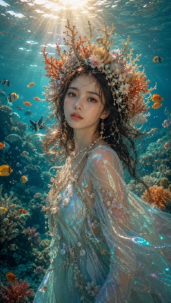 underwater wallpaper prompt chatgpt girl coral queen portrait