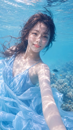 underwater wallpaper prompt girl aesthetic blue tones