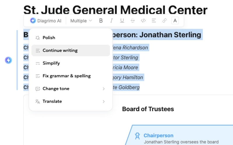 use diagrimo ai to polish key points