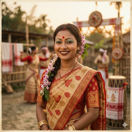 vintage assamese bihu portrait